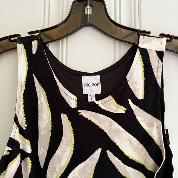 NIC+ZOE Black and Cream Leaf Design Midi Dress - Picture 4 of 4